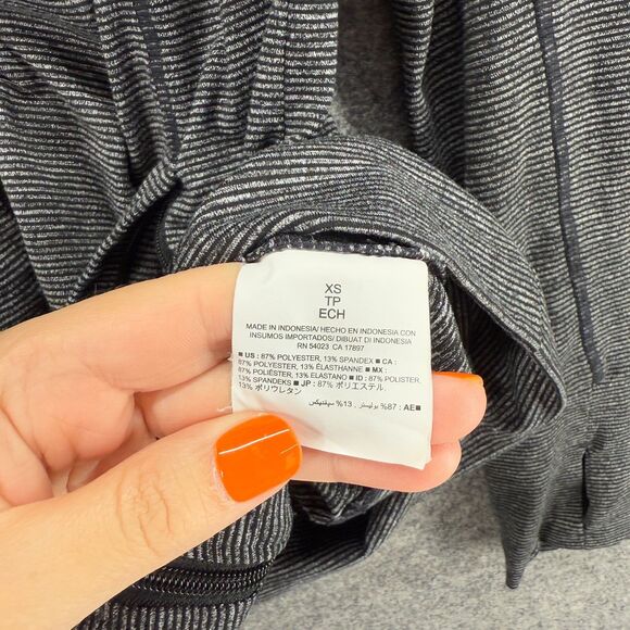 Old Navy Activewear Track Jacket Women XS Gray Striped Full Zip Long Sleeve - Picture 4 of 7